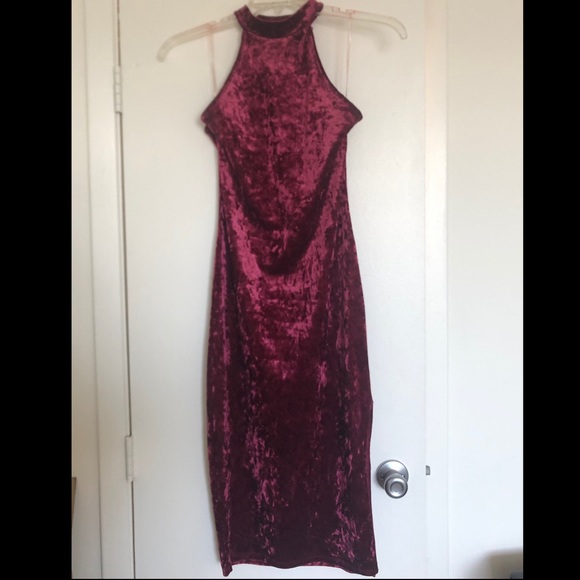 red crushed velvet dress